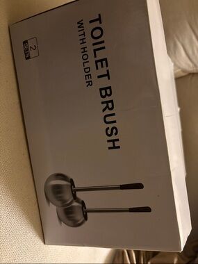 Toilet Brush with Holder - Stainless Steel & Black (Set of 2)